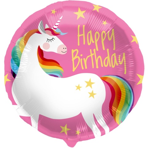 BALON URODZINOWY MAGICZNY JEDNOROŻEC 45cm BALON HAPPY BIRTHDAY