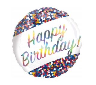 BALON URODZINOWY KONFETTI 45cm BALON HAPPY B-DAY