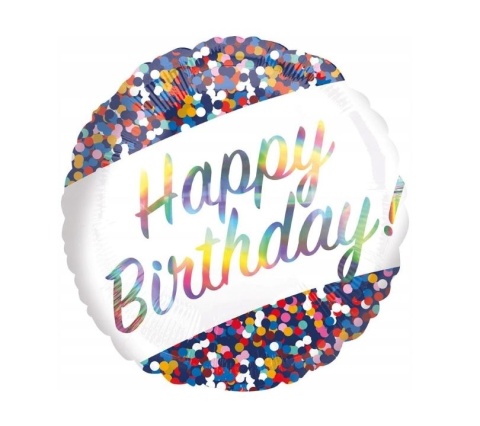 BALON URODZINOWY KONFETTI 45cm BALON HAPPY B-DAY