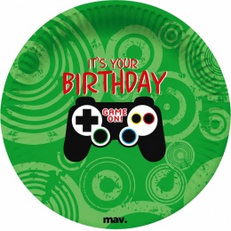PAPIEROWE TALERZYKI GAME CONTROLLER 18cm URODZINY GRACZA 8szt.
