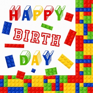 SERWETKI W KLOCKI 20szt. 33x33cm BRICK BIRTHDAY
