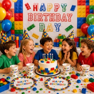 SERWETKI W KLOCKI 20szt. 33x33cm BRICK BIRTHDAY