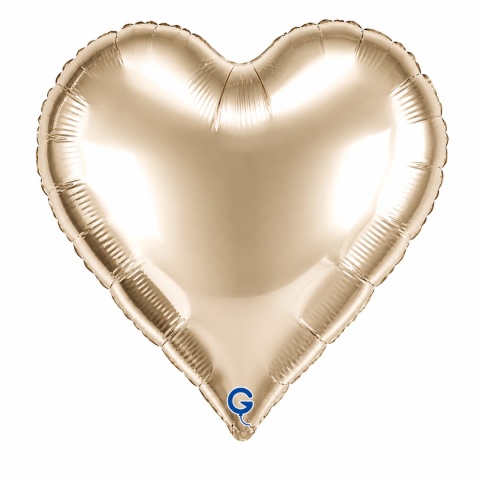 BALON FOLIOWY SERCE BIAŁE ZŁOTO 46cm BALON WHITE GOLD HEART