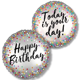 BALON FOLIOWY URODZINOWY DWUSTRONNY 46cm BALON HAPPY BIRTHDAY