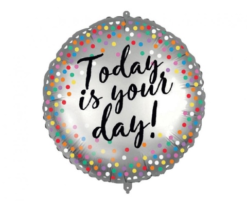 BALON FOLIOWY URODZINOWY DWUSTRONNY 46cm BALON HAPPY BIRTHDAY