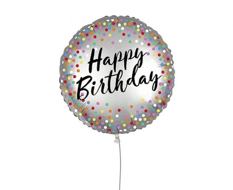 BALON FOLIOWY URODZINOWY DWUSTRONNY 46cm BALON HAPPY BIRTHDAY