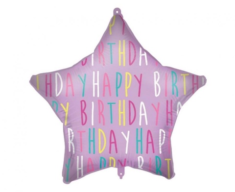 BALON FOLIOWY GWIAZDKA HAPPY BIRTHDAY 46cm BALON URODZINOWY