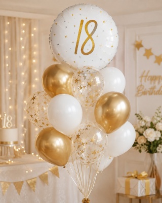BALON FOLIOWY Z LICZBĄ 18 SPARKLE 45cm BALON NA 18 URODZINY