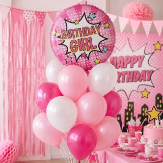 BALON FOLIOWY BIRTHDAY GIRL 46cm BALON GIRL POWER