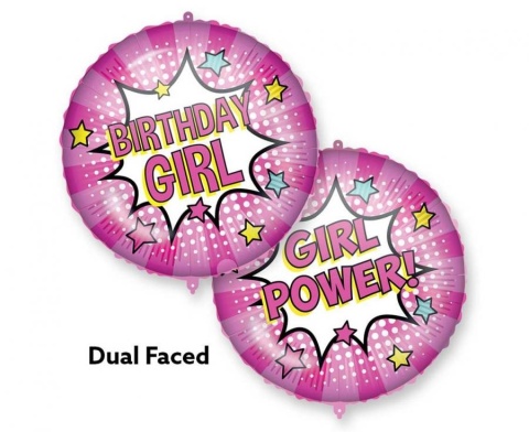 BALON FOLIOWY BIRTHDAY GIRL 46cm BALON GIRL POWER