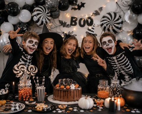 BALON FOLIOWY CZARNO-BIAŁY CUKIEREK 50cm BALON NA HALLOWEEN
