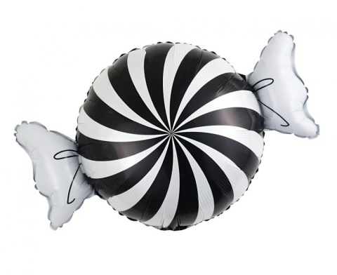 BALON FOLIOWY CZARNO-BIAŁY CUKIEREK 50cm BALON NA HALLOWEEN