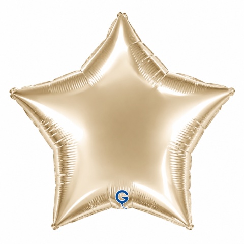 BALON FOLIOWY GWIAZDKA BIAŁE ZŁOTO 46cm BALON WHITE GOLD STAR