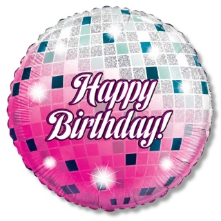 BALON URODZINOWY KULA DISCO 45cm BALON HAPPY BIRTHDAY GLITTER BALL