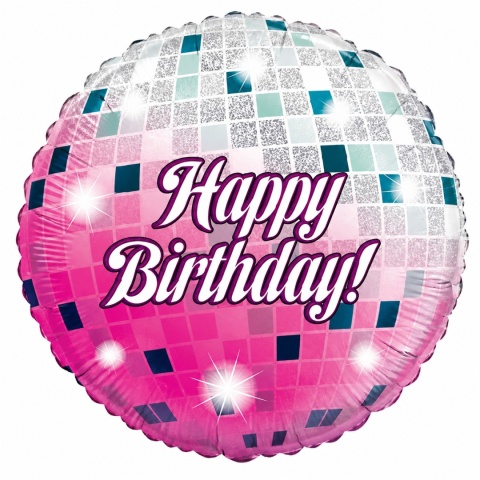 BALON URODZINOWY KULA DISCO 45cm BALON HAPPY BIRTHDAY GLITTER BALL