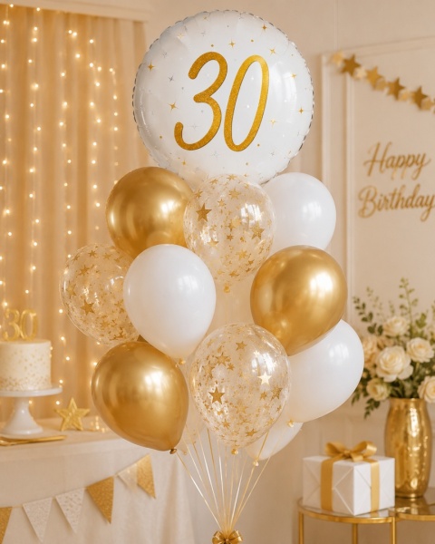 BALON FOLIOWY Z LICZBĄ 30 SPARKLE 45cm BALON NA 30 URODZINY