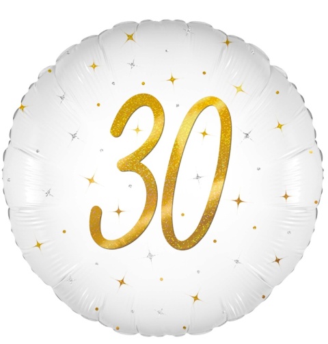 BALON FOLIOWY Z LICZBĄ 30 SPARKLE 45cm BALON NA 30 URODZINY