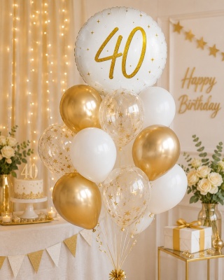 BALON FOLIOWY Z LICZBĄ 40 SPARKLE 45cm BALON NA 40 URODZINY