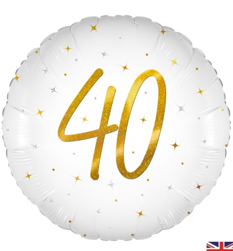 BALON FOLIOWY Z LICZBĄ 40 SPARKLE 45cm BALON NA 40 URODZINY
