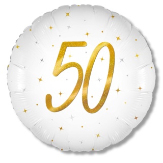 BALON FOLIOWY Z LICZBĄ 50 SPARKLE 45cm BALON NA 50 URODZINY