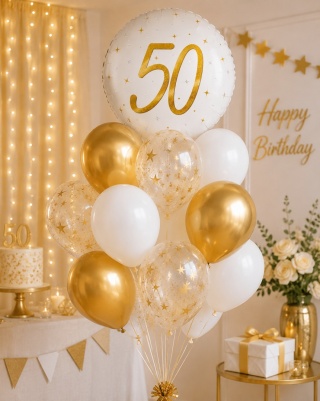 BALON FOLIOWY Z LICZBĄ 50 SPARKLE 45cm BALON NA 50 URODZINY