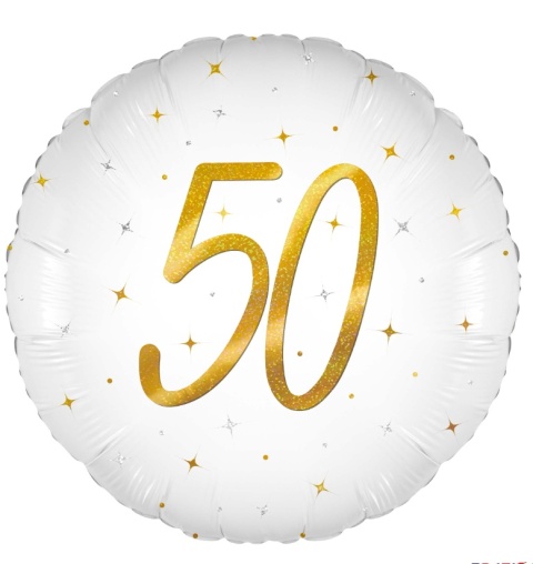 BALON FOLIOWY Z LICZBĄ 50 SPARKLE 45cm BALON NA 50 URODZINY