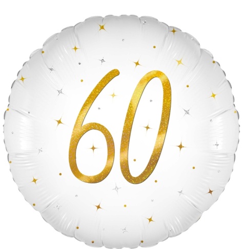 BALON FOLIOWY Z LICZBĄ 60 SPARKLE 45cm BALON NA 60 URODZINY