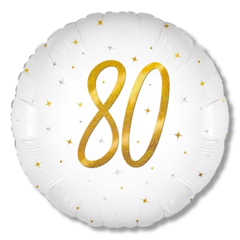 BALON FOLIOWY Z LICZBĄ 80 SPARKLE 45cm BALON NA 80 URODZINY