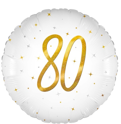 BALON FOLIOWY Z LICZBĄ 80 SPARKLE 45cm BALON NA 80 URODZINY