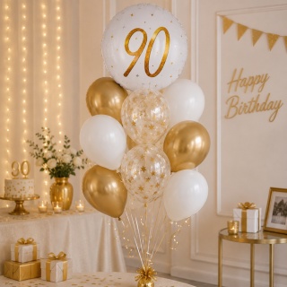 BALON FOLIOWY Z LICZBĄ 90 SPARKLE 45cm BALON NA 90 URODZINY