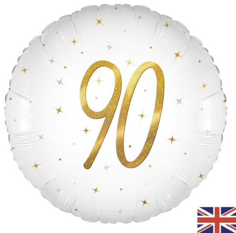 BALON FOLIOWY Z LICZBĄ 90 SPARKLE 45cm BALON NA 90 URODZINY