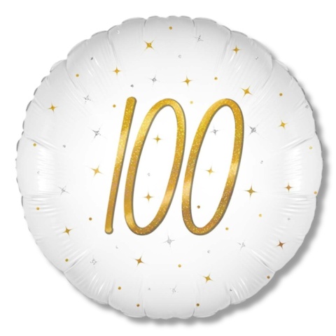 BALON FOLIOWY Z LICZBĄ 100 SPARKLE 45cm BALON NA 100 URODZINY