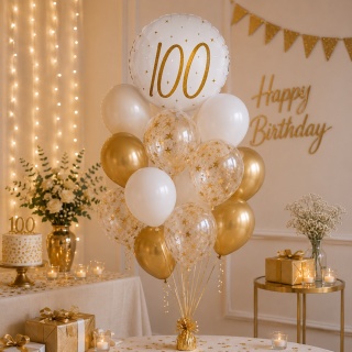 BALON FOLIOWY Z LICZBĄ 100 SPARKLE 45cm BALON NA 100 URODZINY