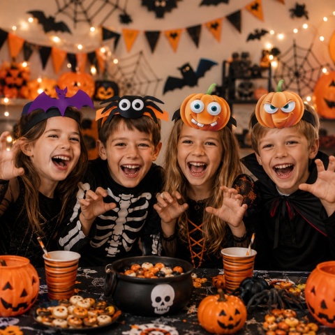 PAPIEROWE OPASKI NA HALLOWEEN 4szt. OPASKI NA GŁOWĘ