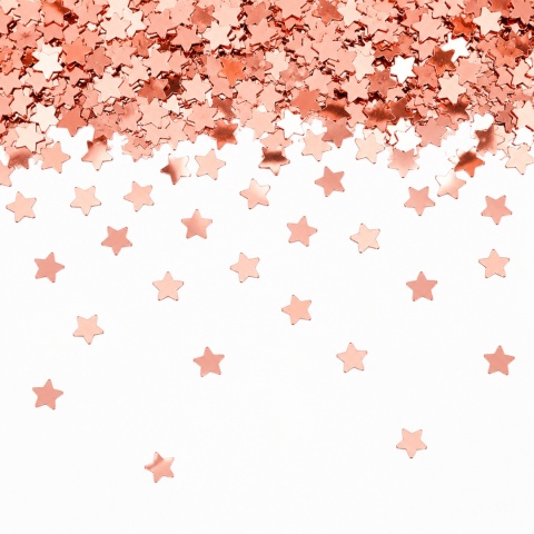 TUBA Z KONFETTI GWIAZDKI ROSE GOLD 30cm RÓŻOWE ZŁOTO KONFETTI PNEUMATYCZNE
