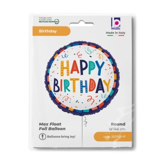 BALON URODZINOWY FESTIWAL 46cm BALON HAPPY BIRTHDAY