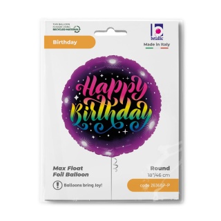 BALON URODZINOWY NEON 46cm BALON HAPPY BIRTHDAY