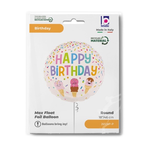 BALON URODZINOWY ICE CREAM 46cm BALON HAPPY BIRTHDAY