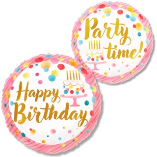 BALON URODZINOWY PINK PARTY 46cm BALON HAPPY BIRTHDAY