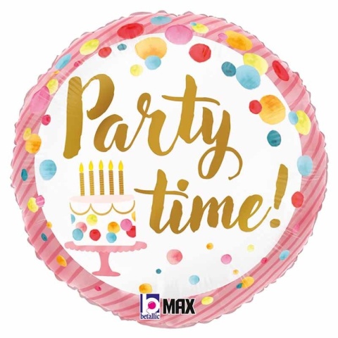 BALON URODZINOWY PINK PARTY 46cm BALON HAPPY BIRTHDAY
