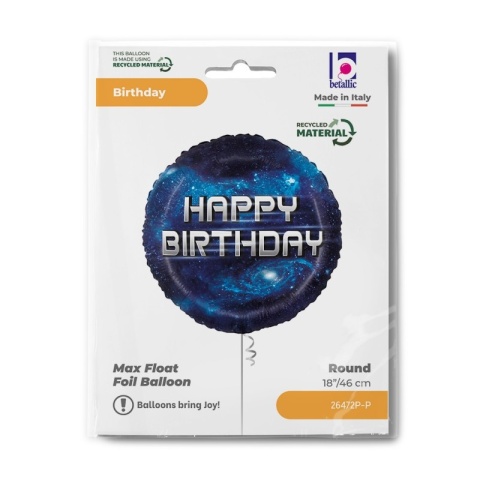 BALON URODZINOWY GALAXY 46cm BALON HAPPY BIRTHDAY