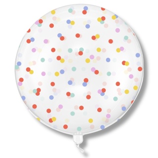 PRZEZROCZYSTY BALON BOBO W KOLOROWE KONFETTI 60cm BALON NA URODZINY