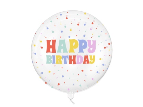 PRZEZROCZYSTY BALON BOBO HAPPY BIRTHDAY 60cm BALON NA URODZINY