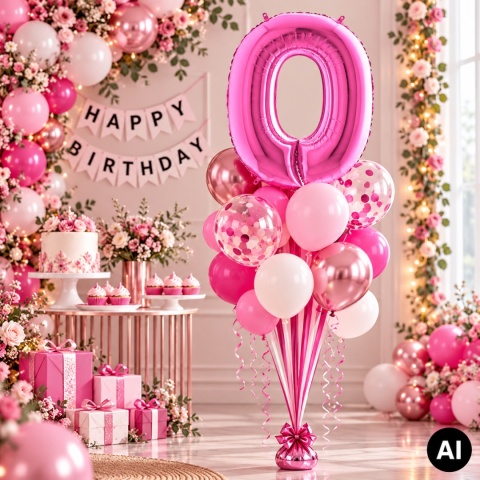 BALON FOLIOWY CYFRA 0 RÓŻOWA FUKSJA 102cm BALON CYFRA URODZINY ROCZNICA