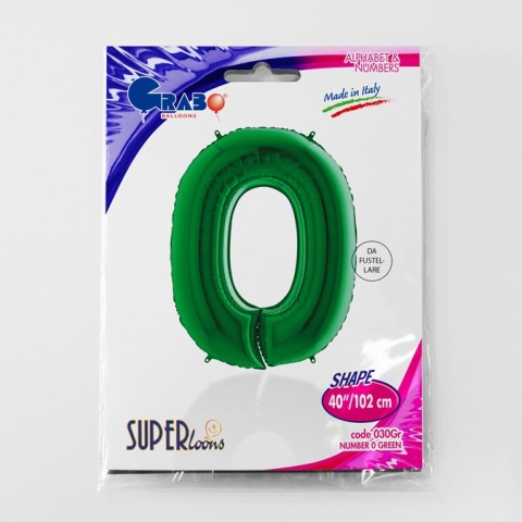 BALON FOLIOWY CYFRA 0 ZIELONA METALIK 102cm BALON CYFRA URODZINY ROCZNICA