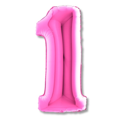 BALON FOLIOWY CYFRA 1 RÓŻOWA FUKSJA 102cm BALON CYFRA URODZINY ROCZNICA