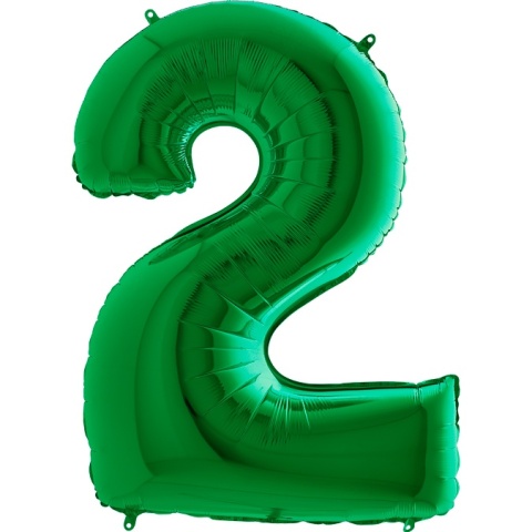 BALON FOLIOWY CYFRA 2 ZIELONA METALIK 102cm BALON CYFRA URODZINY ROCZNICA