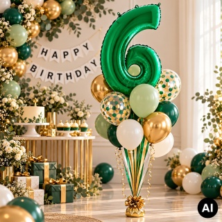 BALON FOLIOWY CYFRA 6 ZIELONA METALIK 102cm BALON CYFRA URODZINY ROCZNICA
