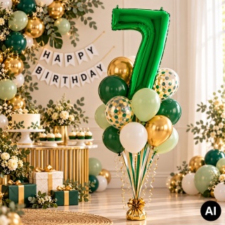 BALON FOLIOWY CYFRA 7 ZIELONA METALIK 102cm BALON CYFRA URODZINY ROCZNICA