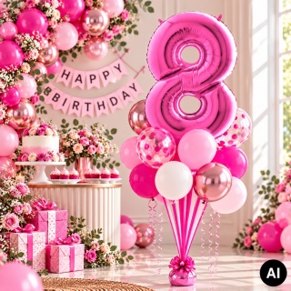 BALON FOLIOWY CYFRA 8 RÓŻOWA FUKSJA 102cm BALON CYFRA URODZINY ROCZNICA